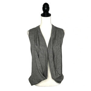 AUTUMN CASHMERE Grey Open Drape Balloon Hem Sleeveless Vest